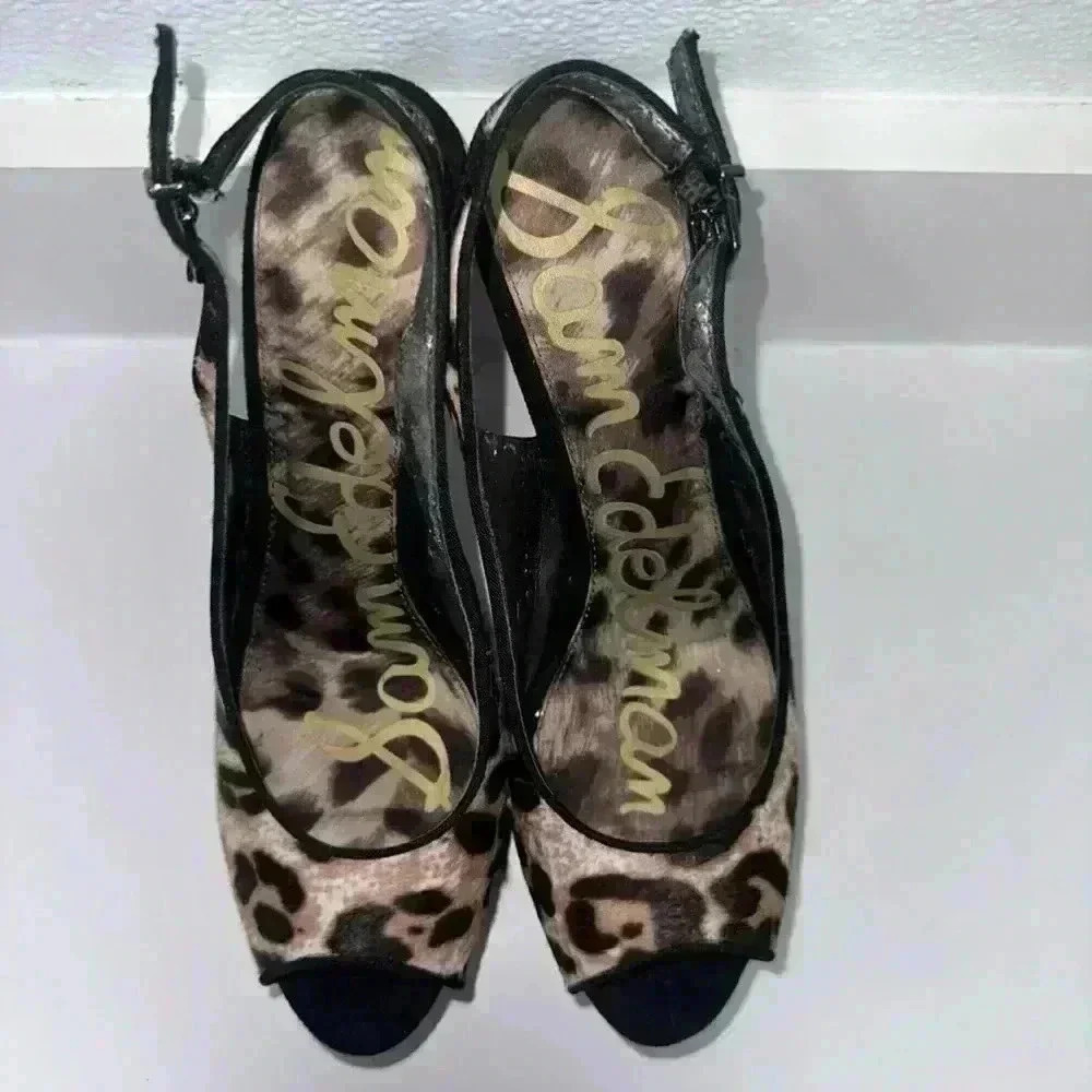 Sam Edelman Heels, Brown Leopard Print, Size 8.5